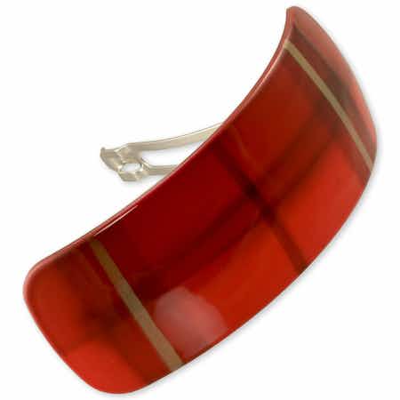 French Barrette clip for Long Thick Hair (Red Tartan)