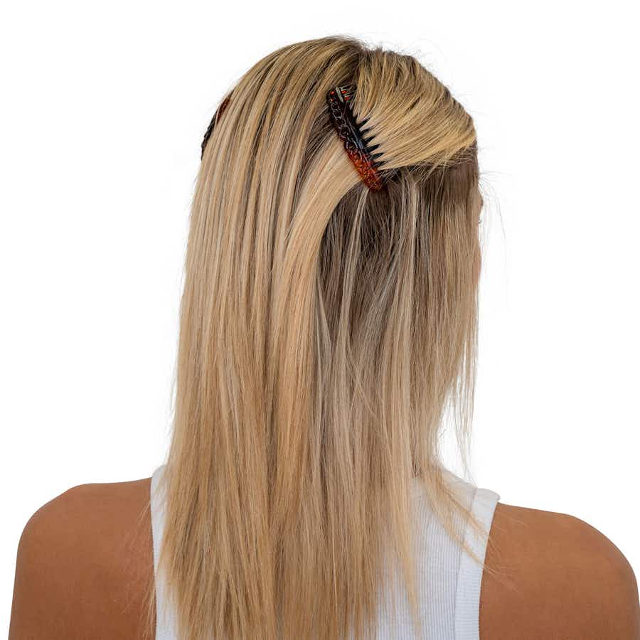 French Chain Side Hair Combs 7cm (Pair) Tortoiseshell | Ebuni Hair Accessories (In Hair 02)