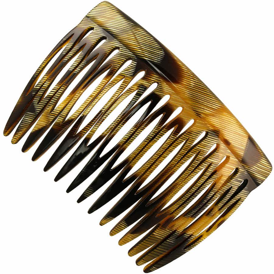 7.5cm Side Hair Comb - Handmade in France (Golden Horn)