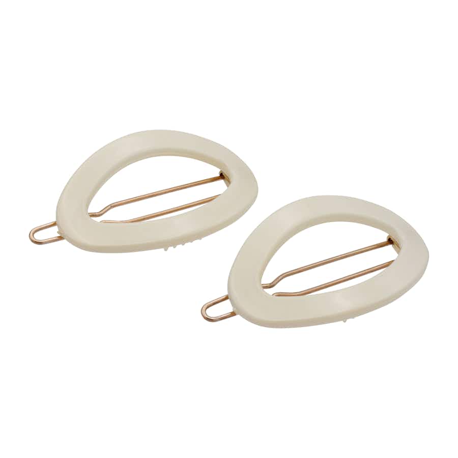 Small French Oval Hair Clips | Made in France | For Fine/Short/Thin Hair | Colour: Ivory | Ebuni Hair Accessories