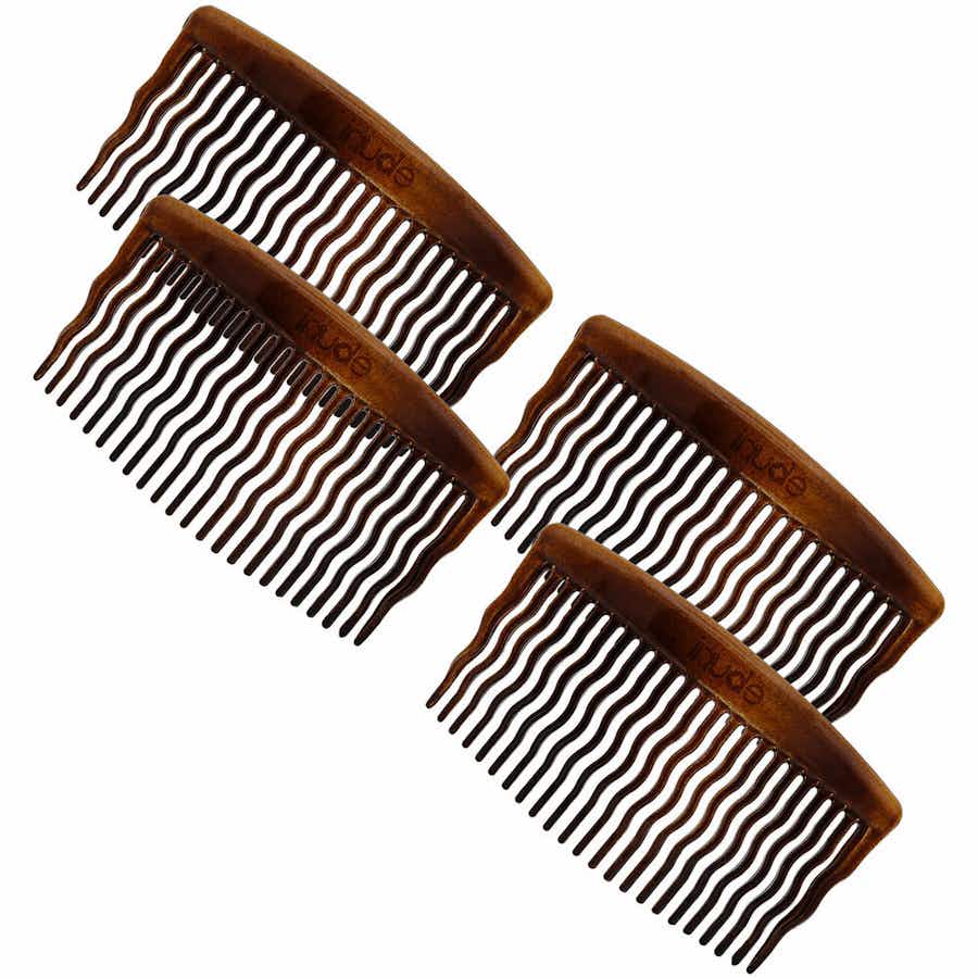 Modern French Side Hair Combs 4 Pack / Tortoiseshell
