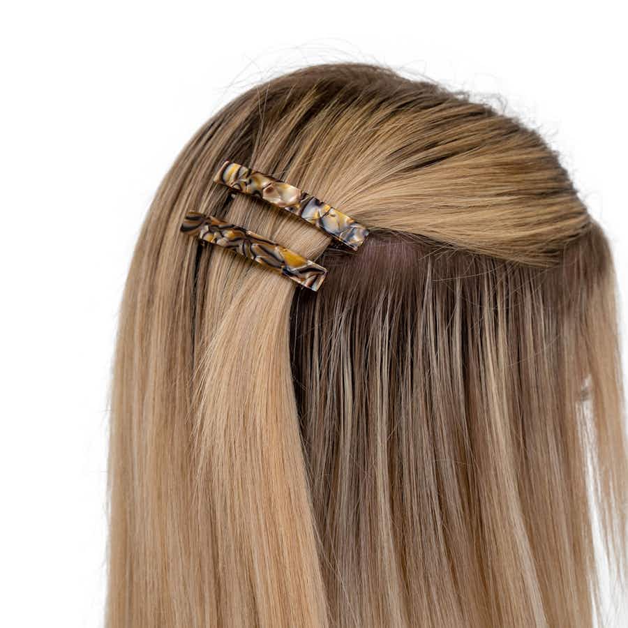 7.5cm Rectangle Hair Barrette Clips | Ebuni Handmade | In Hair 2 | Onyx
