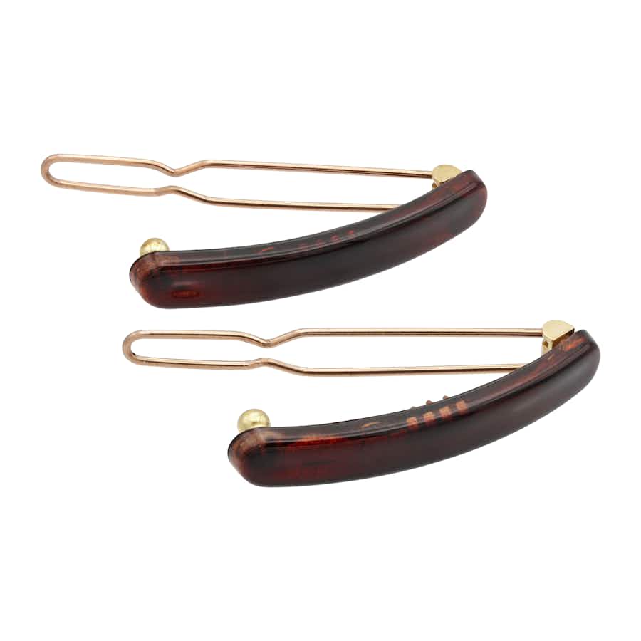 Small and Mighty Hair Clips / Grips Made in France | Colour: Tortoiseshell (Brown) |  View: Side | Ebuni Hair Accessories