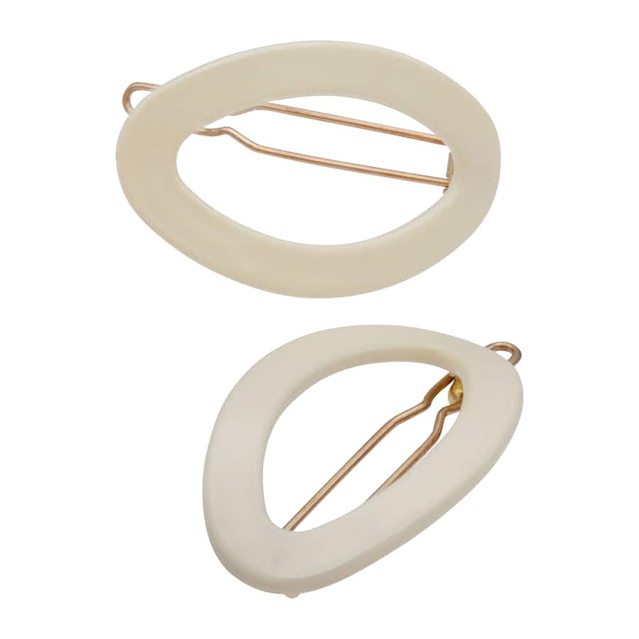 Small French Oval Hair Clips | Made in France | Ivory | Alternate View | Ebuni Hair Accessories