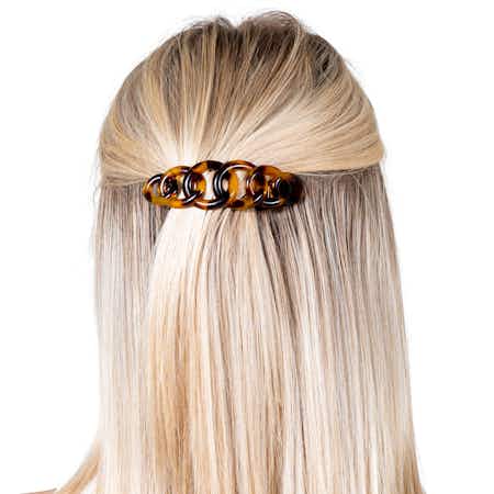 9cm French Rings Barrette | Light Tortoiseshell | In Hair 1 | Ebuni Hair Accessories
