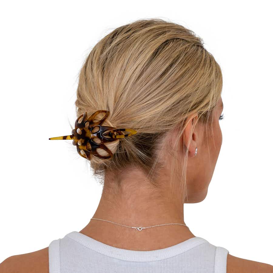 Ninon French Hair Bun Holder (Light Tortoiseshell) Angle | Ebuni Hair Accessories