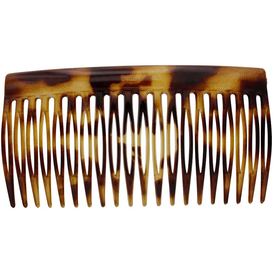 9cm French Side Hair Combs (Pair) | Light Tortoiseshell - Front | Ebuni Hair Accessories