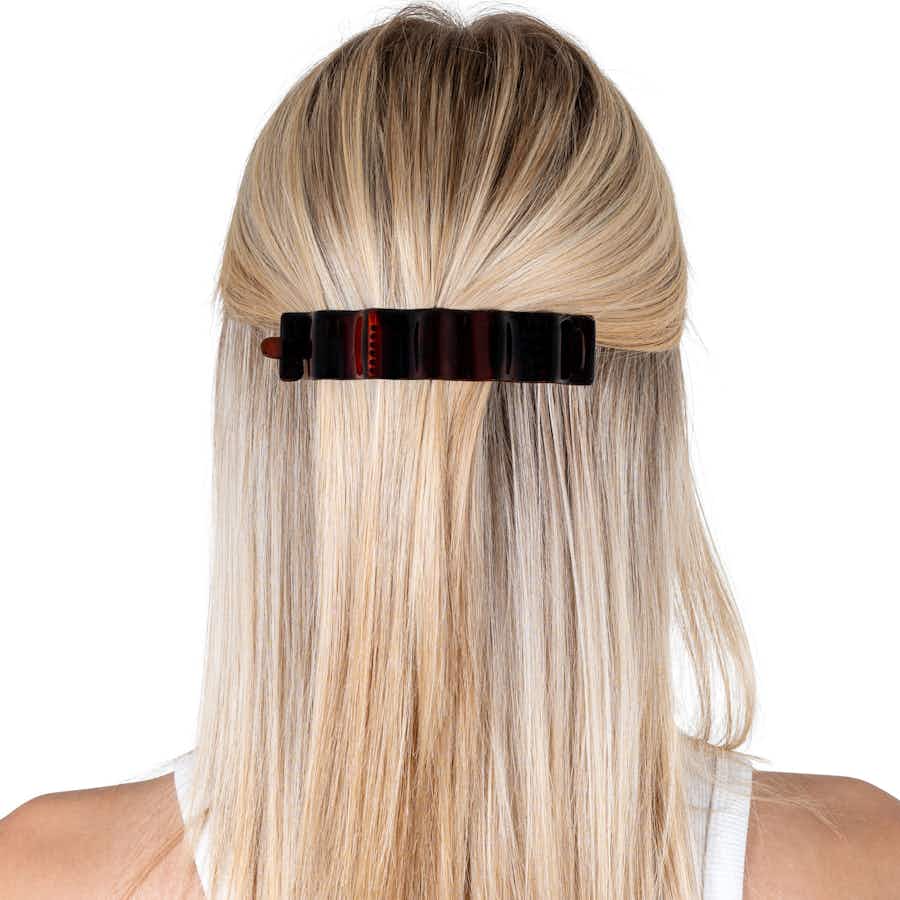 The Andante  Metal Free 12cm Hair Barrette Clip | View: Front of Clip | Colour: Tortoiseshell (Brown) | Ebuni Hair Accessories