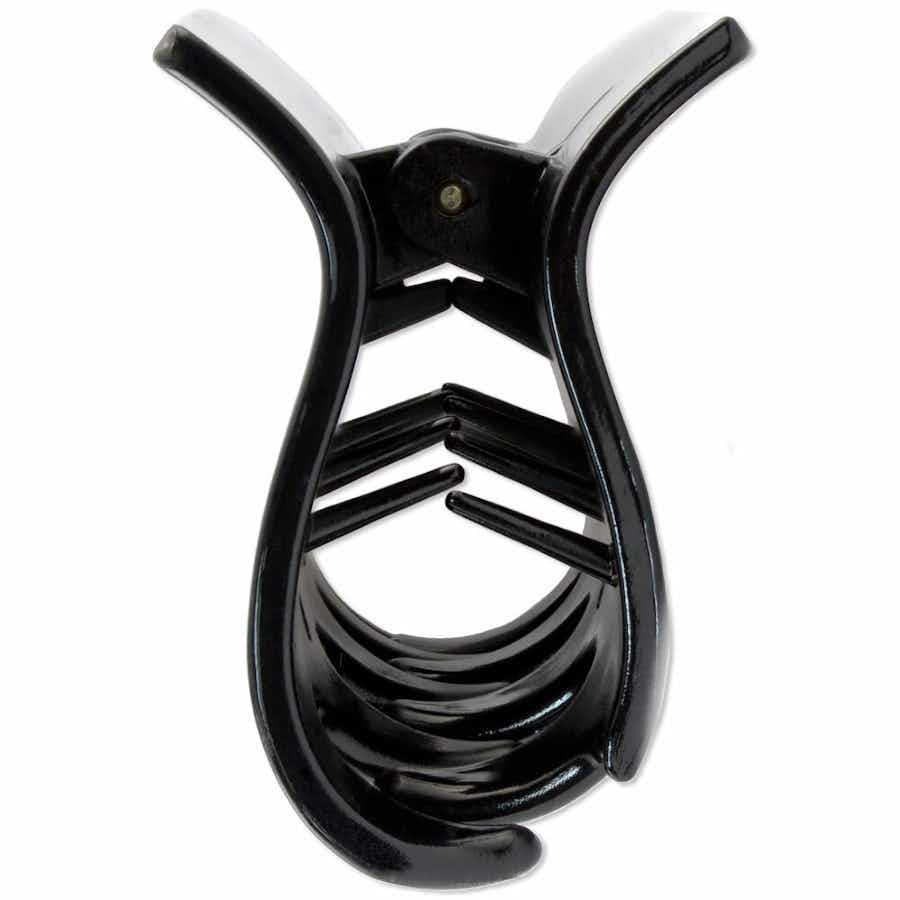 Modern Alice French Hair Claw Clip | Black |  End View