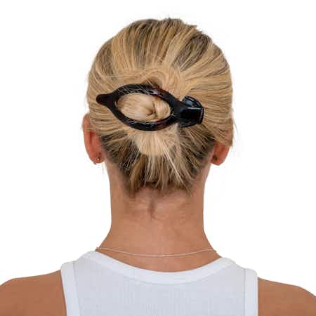 Wide Comb French Beak Hair Clip with Teeth | Made in France | Worn in Models Hair | Colour: Tortoiseshell (Brown) | Ebuni Hair Accessories 