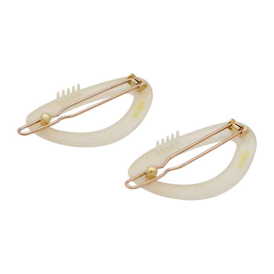 Small French Oval Hair Clips | Made in France | Ivory | Underside | Ebuni Hair Accessories