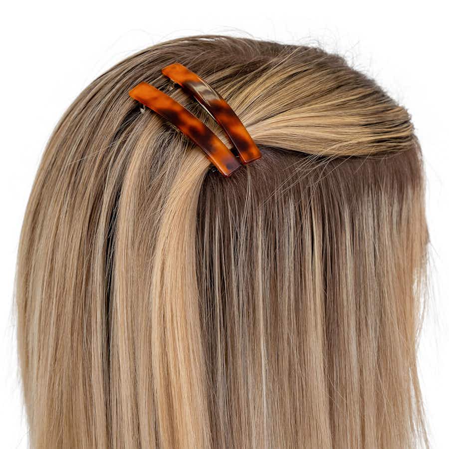 7.5cm Rectangle Hair Barrette Clips | Ebuni Handmade | In Hair 1 | Tortoiseshell