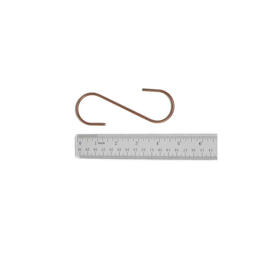 Copper Coated S-Hook next to ruler