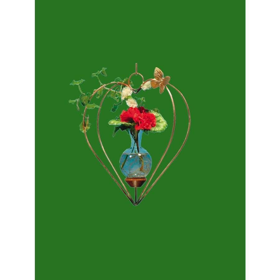 Heart Dimensional Plant Propagation Rooter Vase with plant and flowers with a green background