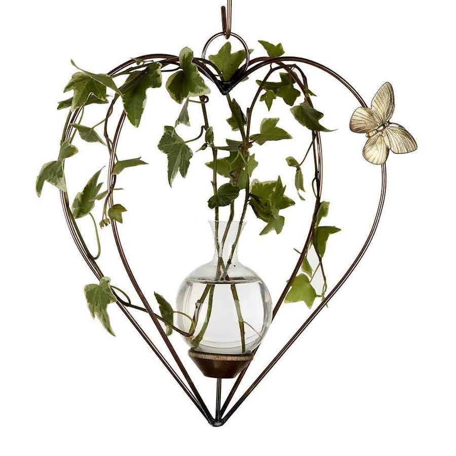 Heart Dimensional Plant Propagation Rooter Vase with ivy plants