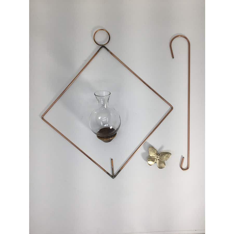 Square Plant propagation rooter vase, hanger, and hook without plant