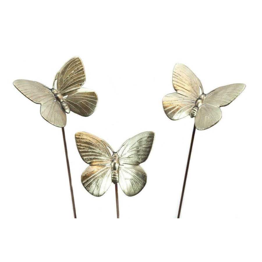 Brass Butterfly Plant Sticks (set of 6)