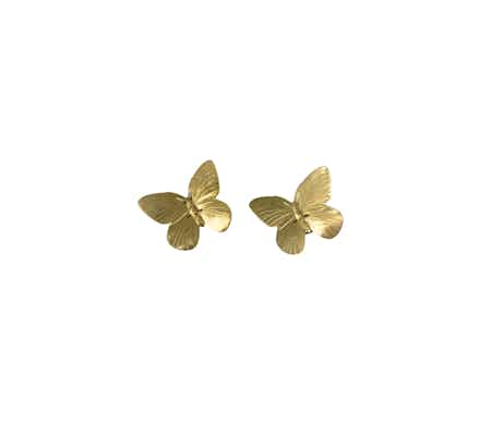 two brass butterfly magnets