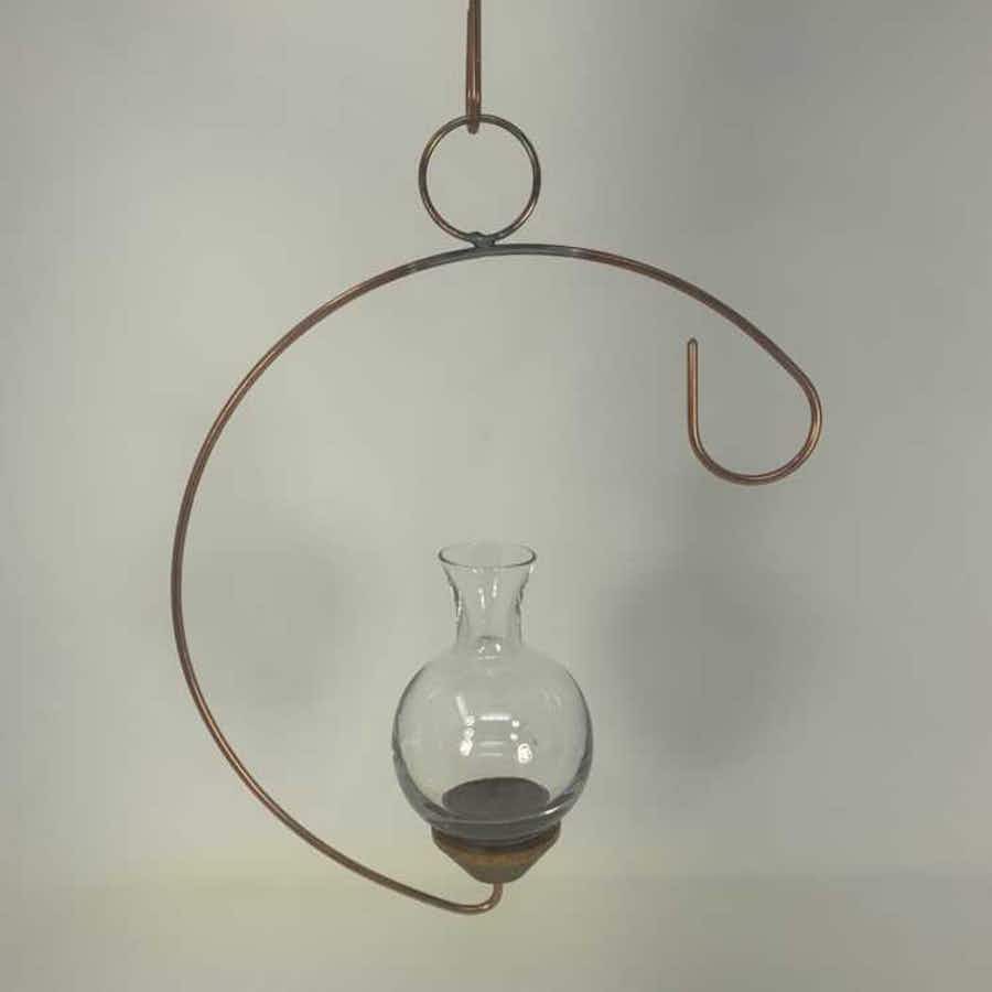 Hand Blown Glass Replacement Vase on a Brass Butterfly Crescent hanger